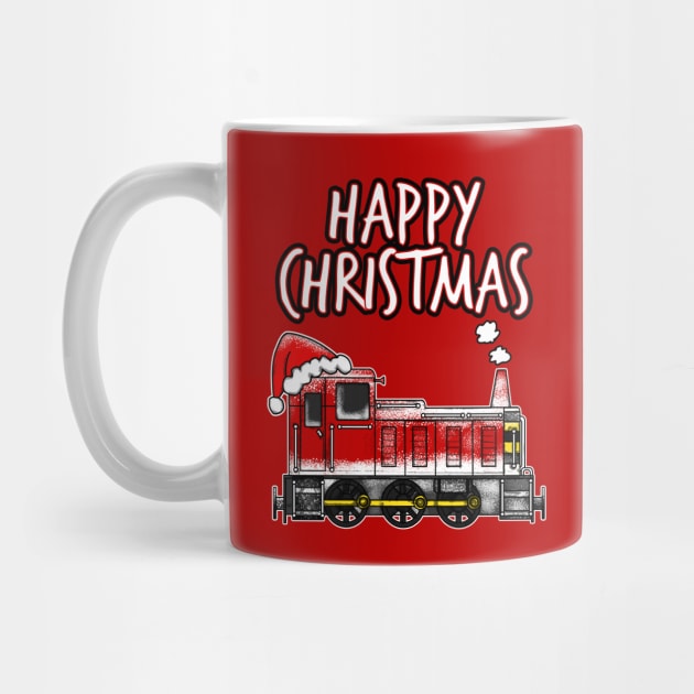 Happy Christmas Train Diesel Locomotive Rail Enthusiasts by doodlerob